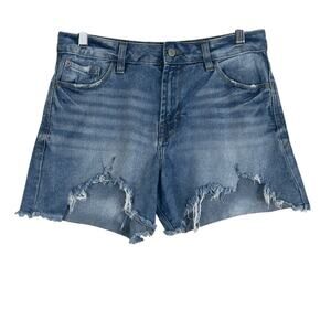 Kensie Jean Shorts Womens 2 Medium Wash Denim Cutoff 100% Cotton Whiskering